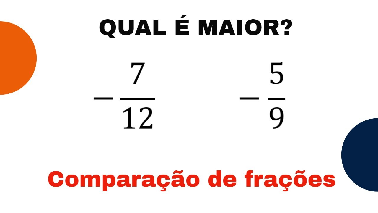 Fração: Comparação entre frações negativas. Qual é MAIOR? Você sabe dizer?