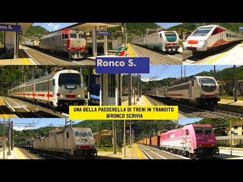 Una bella passerella di treni in transito a Ronco Scrivia