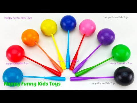 Learn Colors with Play Doh Lollipop and Rhino Cookie Molds Surprise Toys