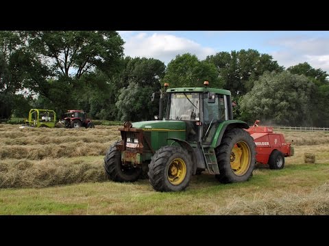 John Deere 6600 & Welger AP630 - hooi persen & wikkelen - Loonw. De Jaeger
