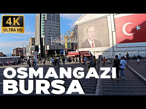 Excursão a pé por Osmangazi - Explorando a cidade de Bursa, Turquia Caminhada à tarde - Grande Mesquita, Grande Bazar 4k