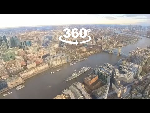 360 video at the top of The Shard, highest building in London, United Kingdom.