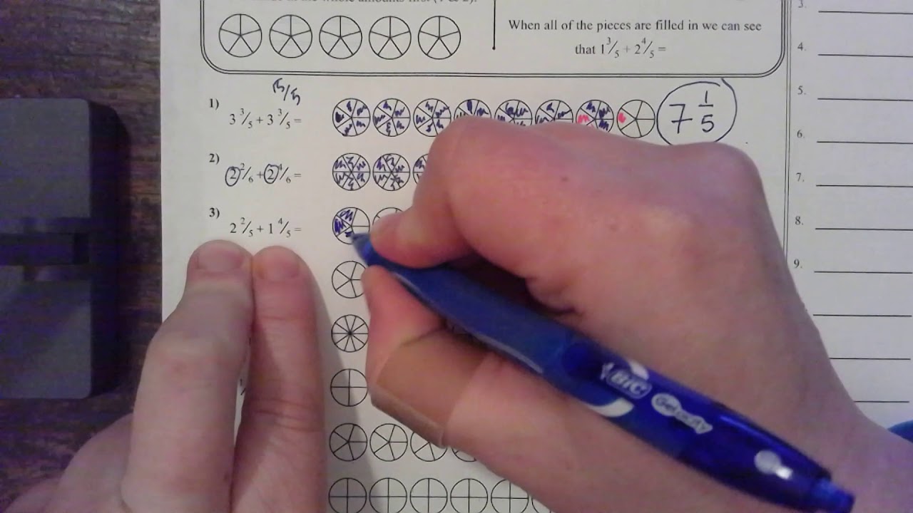 Adding Mixed Fractions with Visuals