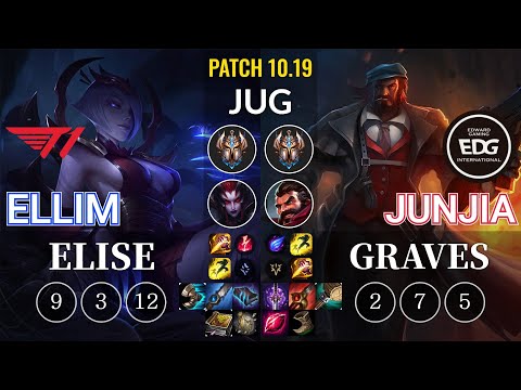 T1 Ellim Elise vs EDG JunJia Graves Jungle - KR Patch 10.19