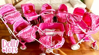 Unboxing 12 Dolly Tots  Dolls Pram , Pushchair, Twin Pram and Carriage Pram for Baby Dolls