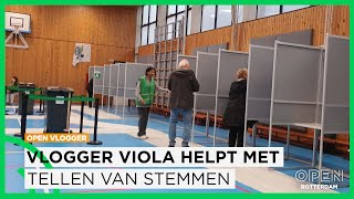 Vlogger Viola helpt met stemmen tellen in Oude Noorden en brengt ze naar Ahoy