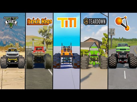 MONSTER TRUCK GTA 5 VS TEARDOWN VS BEAMNG DRIVE VS BRICK RIGS - WHICH IS BEST?