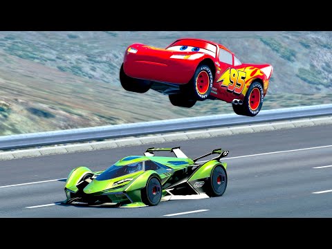 Lamborghini V12 Vision GT vs Lightning McQueen - Drag Race 20 KM