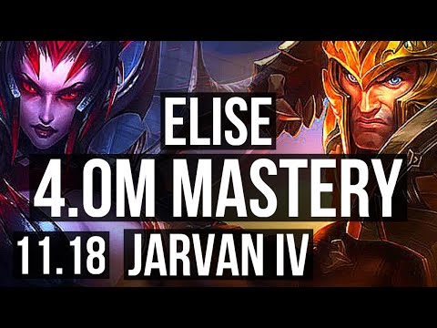 ELISE vs JARVAN IV (JUNGLE) | 4.0M mastery, 10/1/4, 500+ games, Godlike | NA Diamond | v11.18
