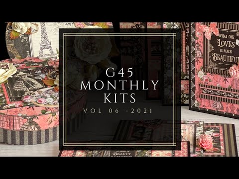 G45 Monthly Kits Vol 06 2021 - Trinket Boxes, Circle Mini Album, and Card Set with Lined Envelopes