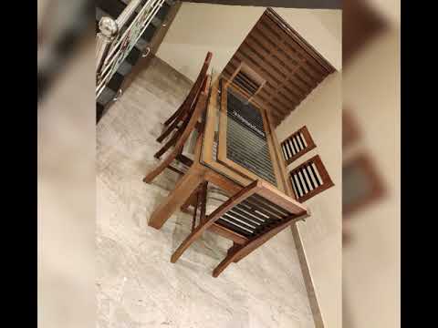 Wooden Restaurant Dining Table Set, 4 Seater