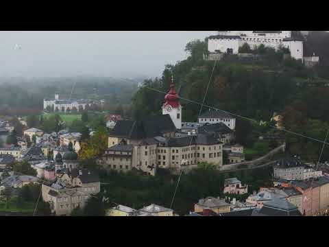 Aerial perspective of the kapuzinerkloster monastery in Salzburg, Austria, nestled on a hillside