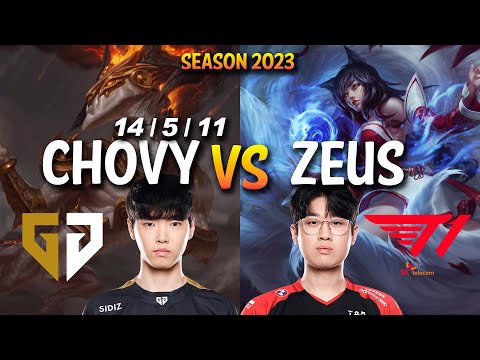 GEN Chovy vs T1 Zeus - Chovy AURELION SOL vs Zeus AHRI Mid - KR Ranked