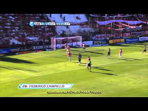 Gol de Chiapello. Unión 2 Estudiantes 2. Fecha 13. Torneo Inicial 2012. Fútbol Para Todos.