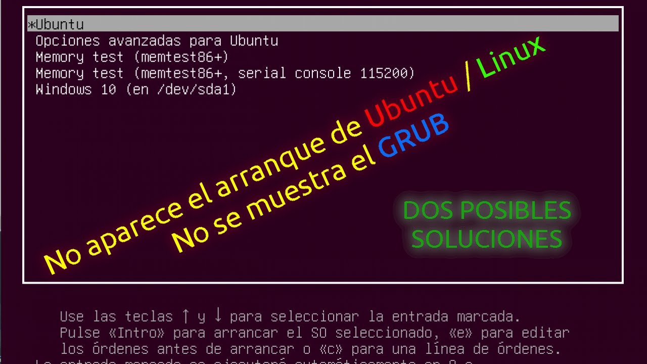 No muestra el Grub en arranque dual con Windows y Ubuntu