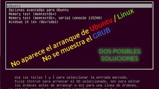 No muestra el Grub en arranque dual con Windows y Ubuntu