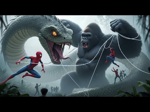 King kong Asher vs Monsters - Spider Lisa Defeats the Villains