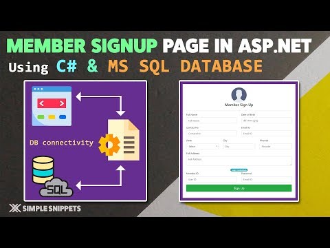 Member Sign Up Page with ASP NET with C Programming MS SQL Database | Insert SQL Query using C