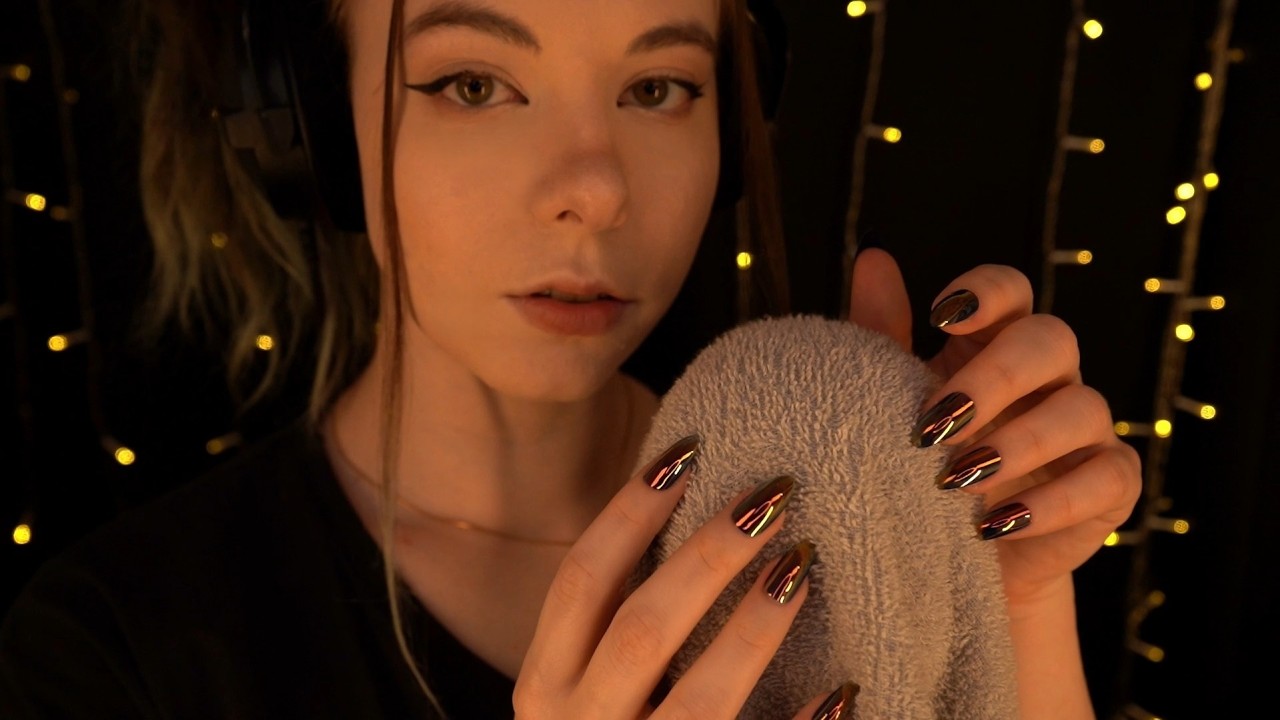 ASMR | close up whispered ramble & towel scratching - lofi, ocean ambience