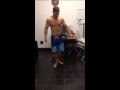 Men's physique posing practice and conditioning check