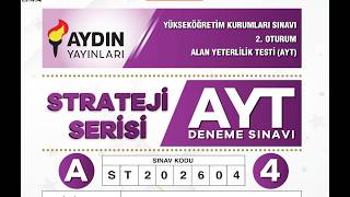 AYDIN YAYINLARI STRATEJİ SERİSİ AYT 4 ÇÖZÜMLERİ + PDF + CEVAP ANAHTARI