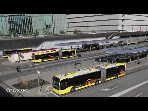 Mercedes Benz U-OV Gelede bus aankomst vanaf Moreelsebrug