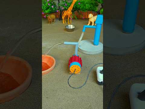 Mini hand pump project water with supply motor drinks the deer farm #waterpump #shorts #346