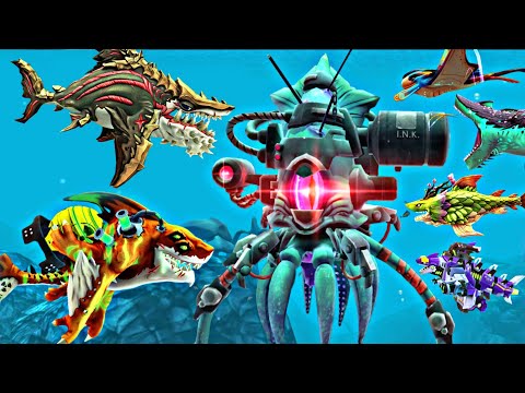 New Mecha Squid Boss | Hungry Shark World Meltdown Shark Vs New Giant Colossal Squid Boss 