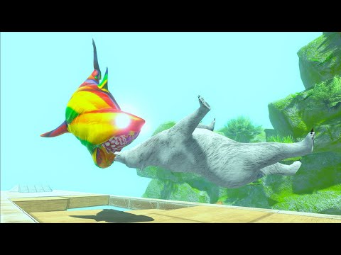 RUN AWAY FROM MUTANT MEGALODON RAINBOW - Animal Revolt Battle Simulator