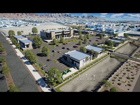 360 degree aerial orbit visualization of a commercial office park