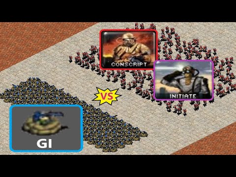 Conscripts + Initiates vs Deployed Gi's - Red Alert 2