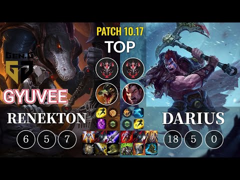 GEN gyuvee Renekton vs Darius Top - KR Patch 10.17