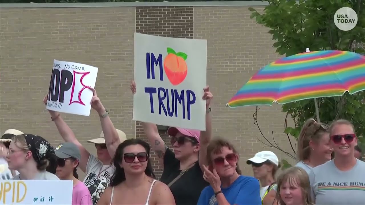 Outside Trump rally in Cobb County, GA, protestors denounce president. 'Donald is not welcome here.'