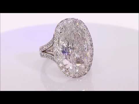 11.63 ctw Diamond Engagement Ring - Oval Cut G I1 | BigDiamondsUSA