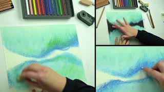 Abstract drawing with Pitt pastel pencils and Polychromos artists’ pastels