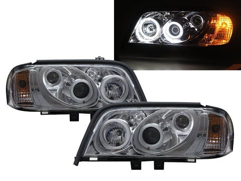 CrazyTheGod C-CLASS W202 94-00 4D/5D Cotton Halo Projector Headlight Chrome for Mercedes-Benz