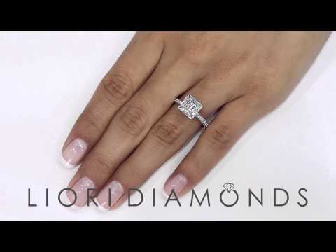 ER-0349 - 0.83 Carat G-VS2 Certified Princess Cut Diamond Engagement Ring 18k White Gold