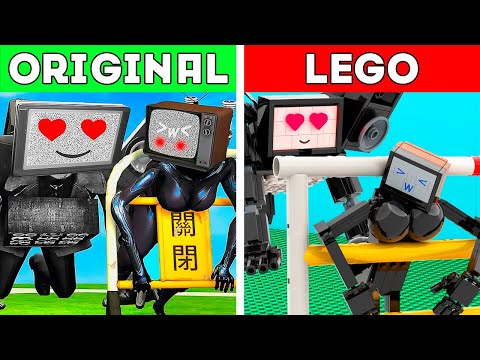 TV WOMAN + TITAN TV MAN: Original vs LEGO -  Noob, Pro, HACKER! | Skibidi Toilet (Part 8)