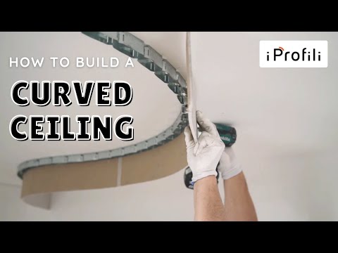 👉 Curved plasterboard ceiling with recessed spotlight - I PROFILI