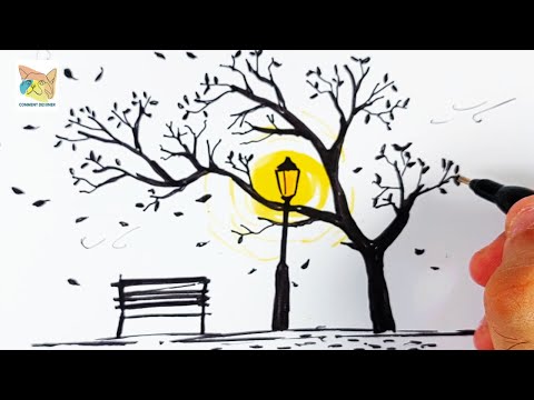 comment dessiner un paysage d'automne
