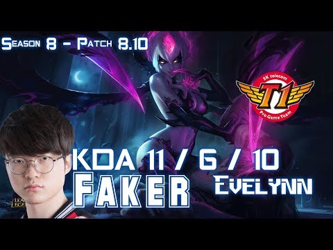 SKT T1 Faker EVELYNN vs CAMILLE Jungle - Patch 8.10 KR Ranked
