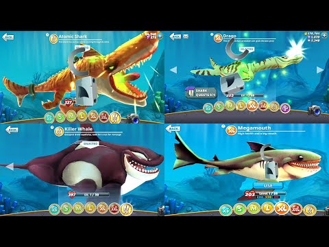Hungry Shark World - Unlocking All 34 Sharks - Dark Magic Shark Gameplay - Android / iOS 2021