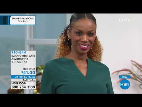 IMAN Global Chic Asymmetric YNeck Top