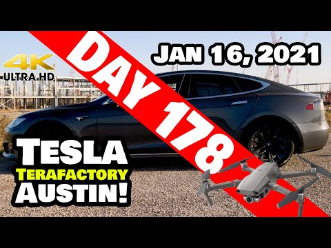 Tesla Gigafactory Austin 4K  Day 178 - 1/16/21 - Tesla Terafactory Texas - GIGA TEXAS BUSY SATURDAY!