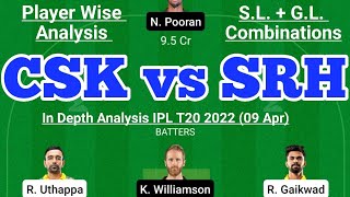 CSK vs SRH Fantasy Team Prediction |CSK vs SRH IPL T20 09 Apr|CSK vs SRH Today Match Prediction