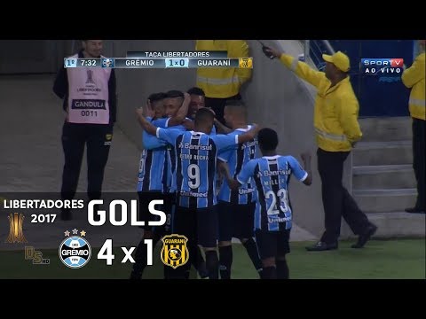 Gols - Grêmio 4 x 1 Guaraní (PAR) - Libertadores 2017