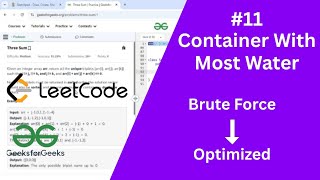 Download the video "#11 Container With Most Water Leetcode Solved | Two Pointers Concept | Brute To Optimized"
