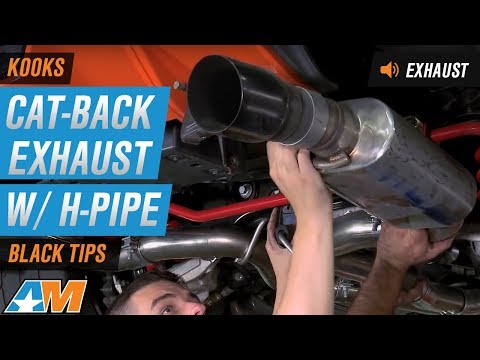 2015-2017 Mustang (GT) Kooks Cat-Back Exhaust w/ H-Pipe - Black Tips Sound Clip & Install