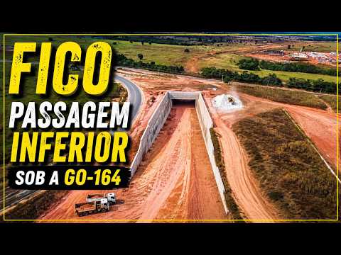 OBRAS DA FICO: PASSAGEM INFERIOR SOB A GO-164 | OBRAS FILMADAS POR DRONE | PÁTIO DE NOVA CRIXÁS-GO