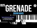 Bruno Mars - Grenade Karaoke FEMALE KEY Slower Acoustic Piano Instrumental Lyrics On Screen